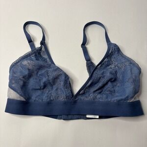 Addiction Lingerie Blue Lace Sheer Mesh Bralette Bra Size Small S